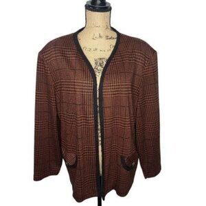 Vintage Oversized Brown Houndstooth Preppy Cozy Cardigan Sweater